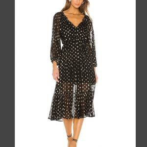 Cleobella Black and Gold Tarin MIDI Dress NWT Size XS/S